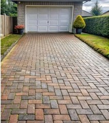 Paver driveway pressure washing after