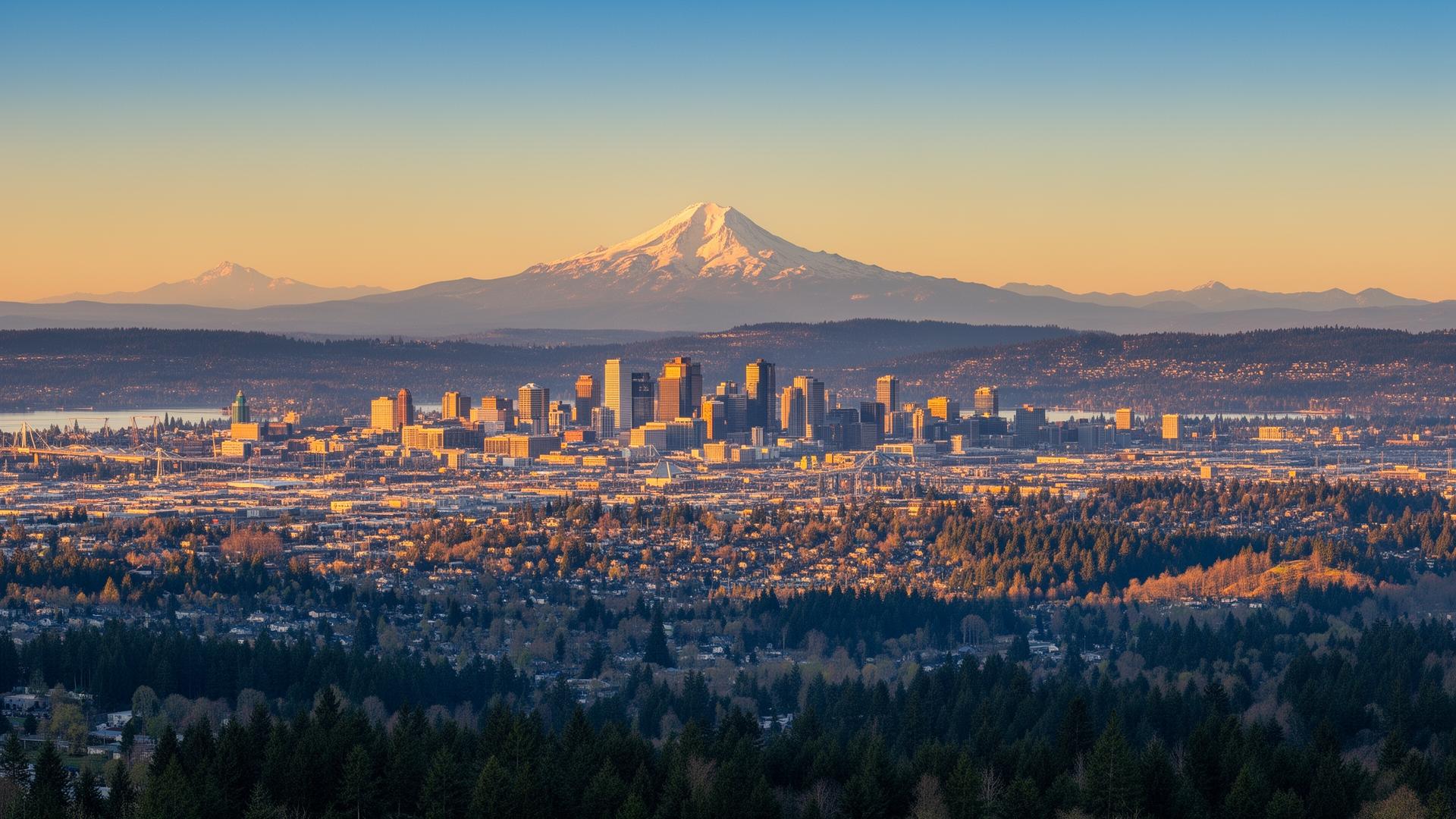Pressure washing in Portland with Mount Hood