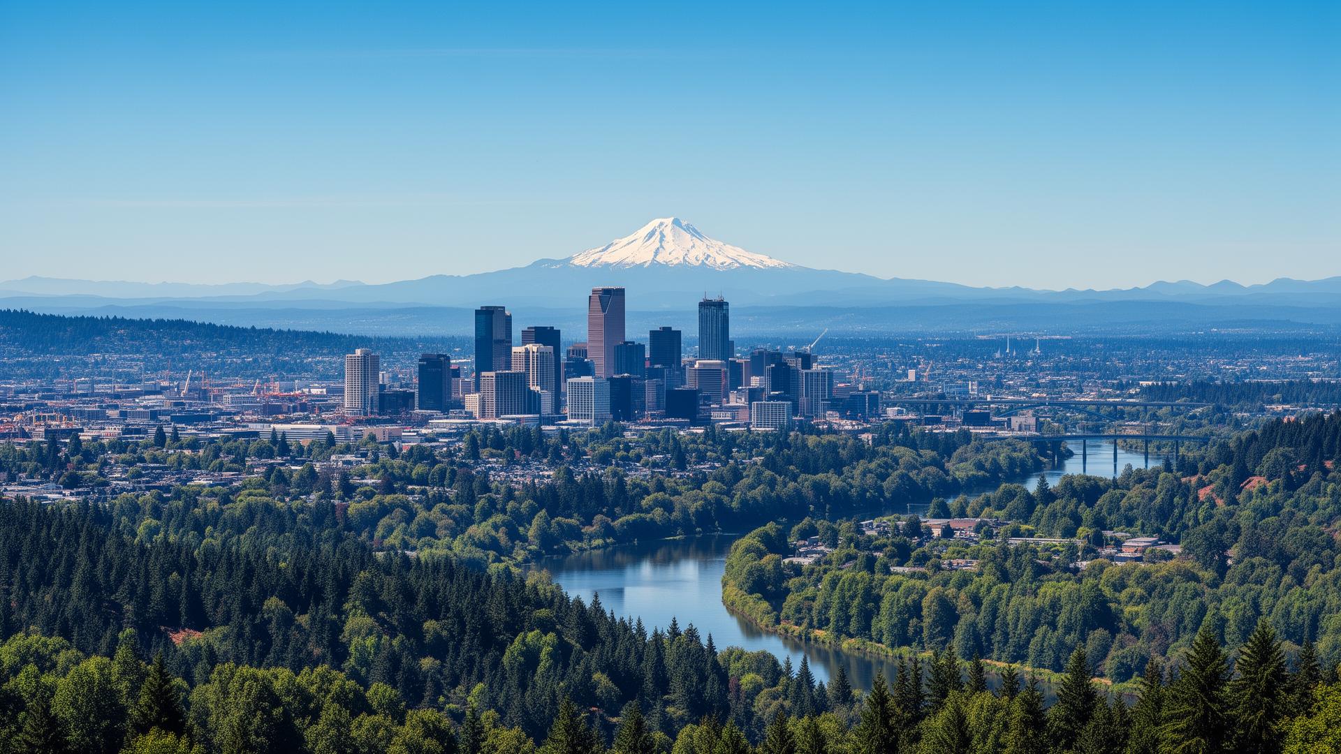 Portland skyline with Mount Hood
