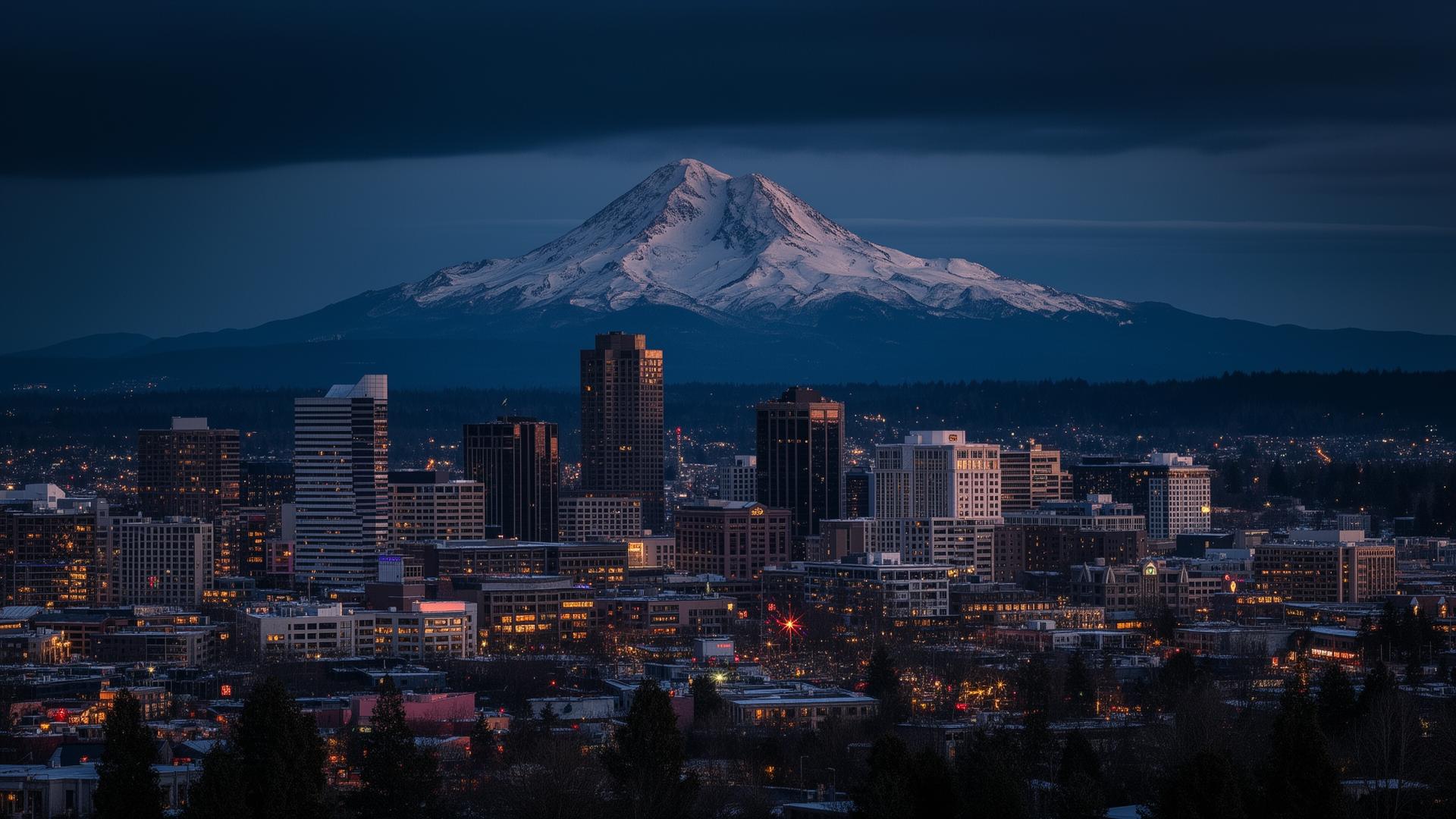 Portland skyline with Mount Hood